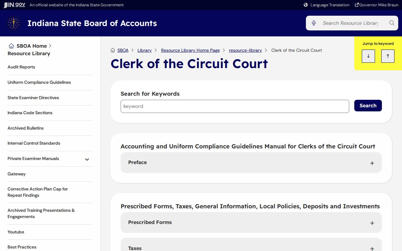 Indiana Clerk of the Circuit Court resource guidance
