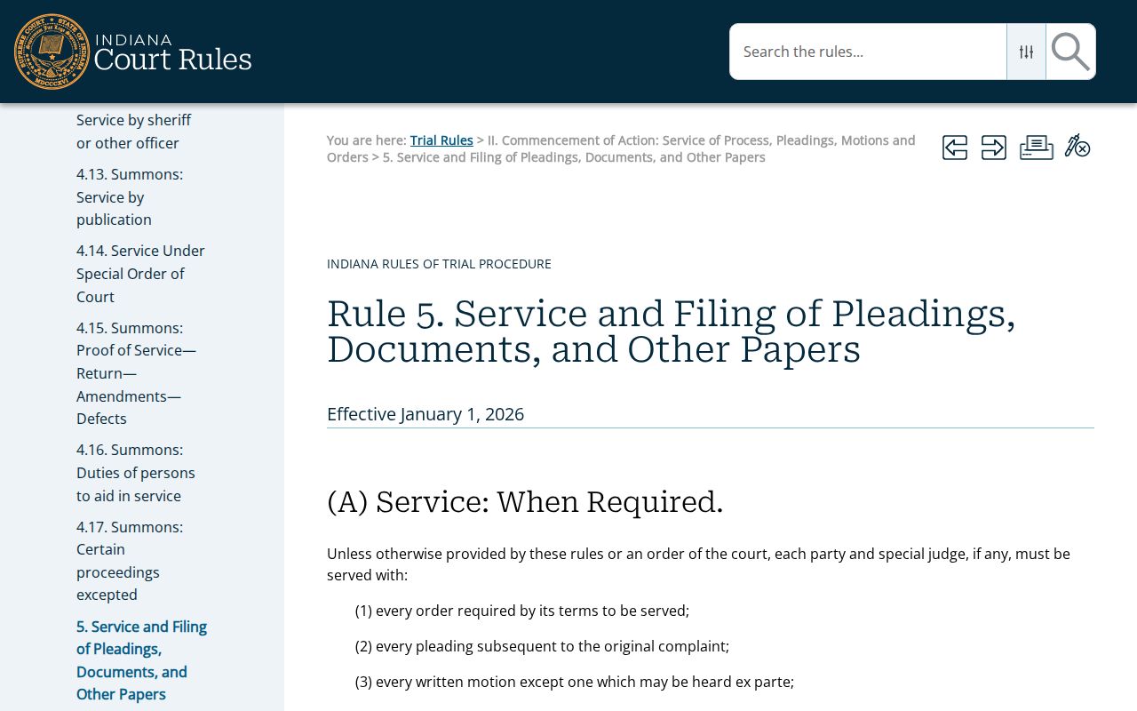 Indiana e-filing and confidentiality rule information