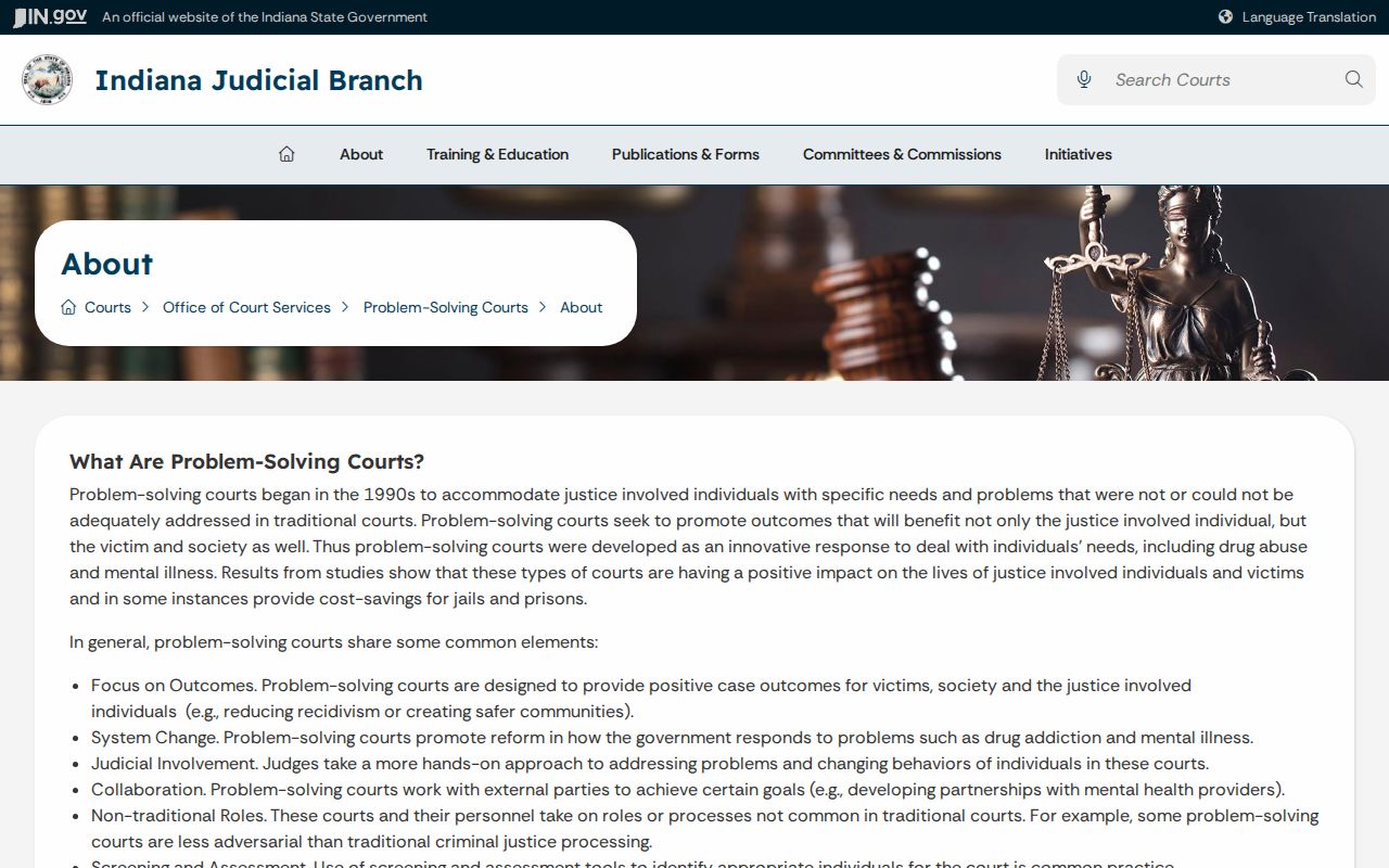 Indiana problem-solving court program overview